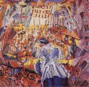 Umberto Boccioni The Noise of the Street Enters the House painting